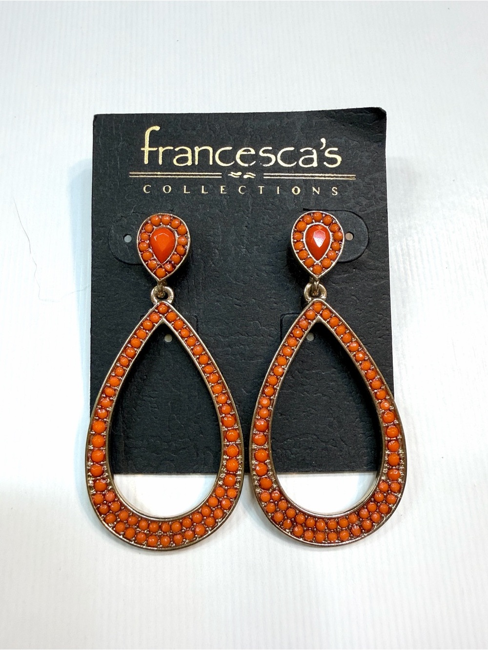 Francesca’s coral gem teardrop dangle earrings